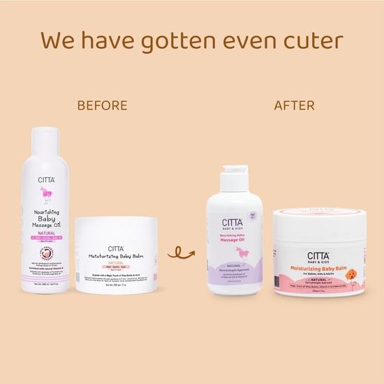 CITTA Nourishing Baby Massage Oil for New Born & Moisturizing Baby Balm Pack of 2-200 Ml, 200 Gm