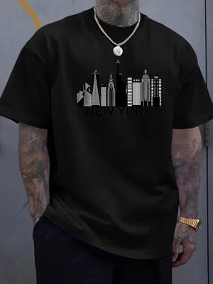 T-shirt Graphique Skyline de New York NYC Paysage Urbain Unisexe Décontracté
