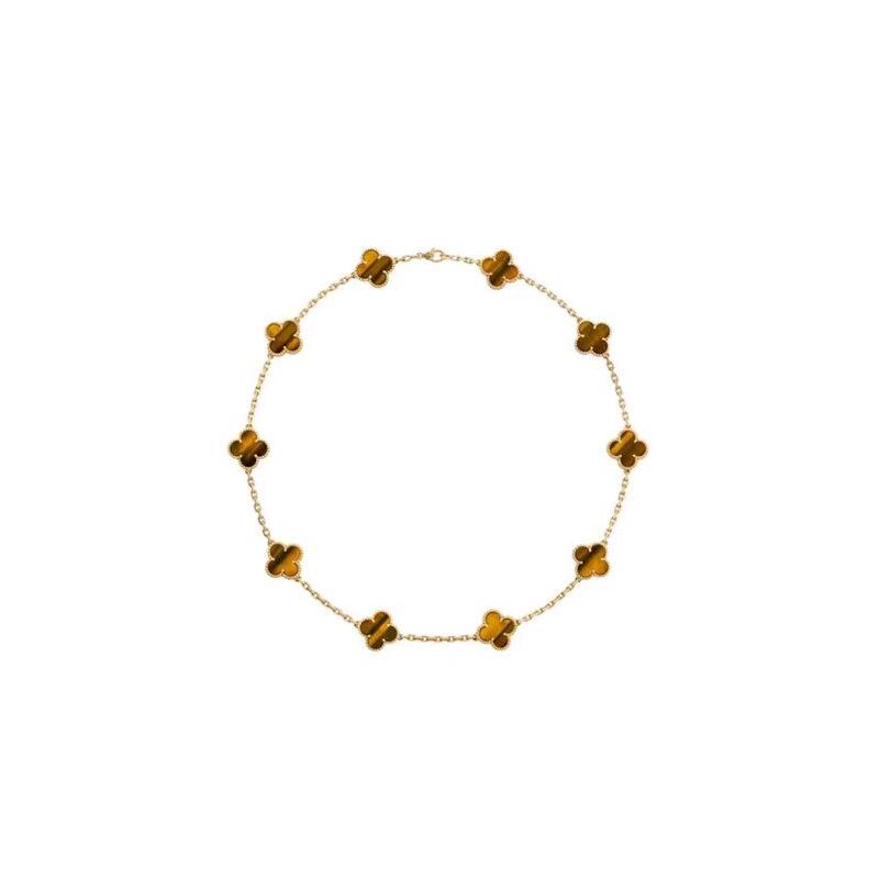 Four-Leaf Clover & Ten-Flower Necklace - Double-Sided 18K Gold Plated with Mother-of-Pearl, Cross-Border Popular OL Style