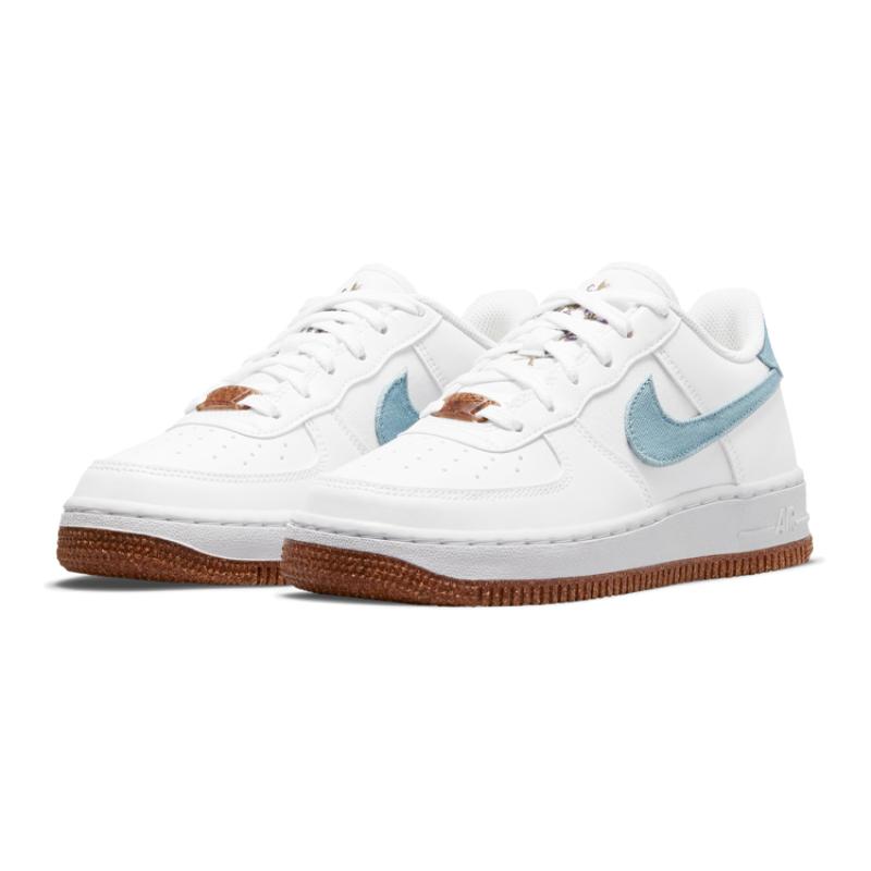 Nike Air Force 1 Low LV8 Indigo Canvas Cork White GS Sneakers DA3093-100