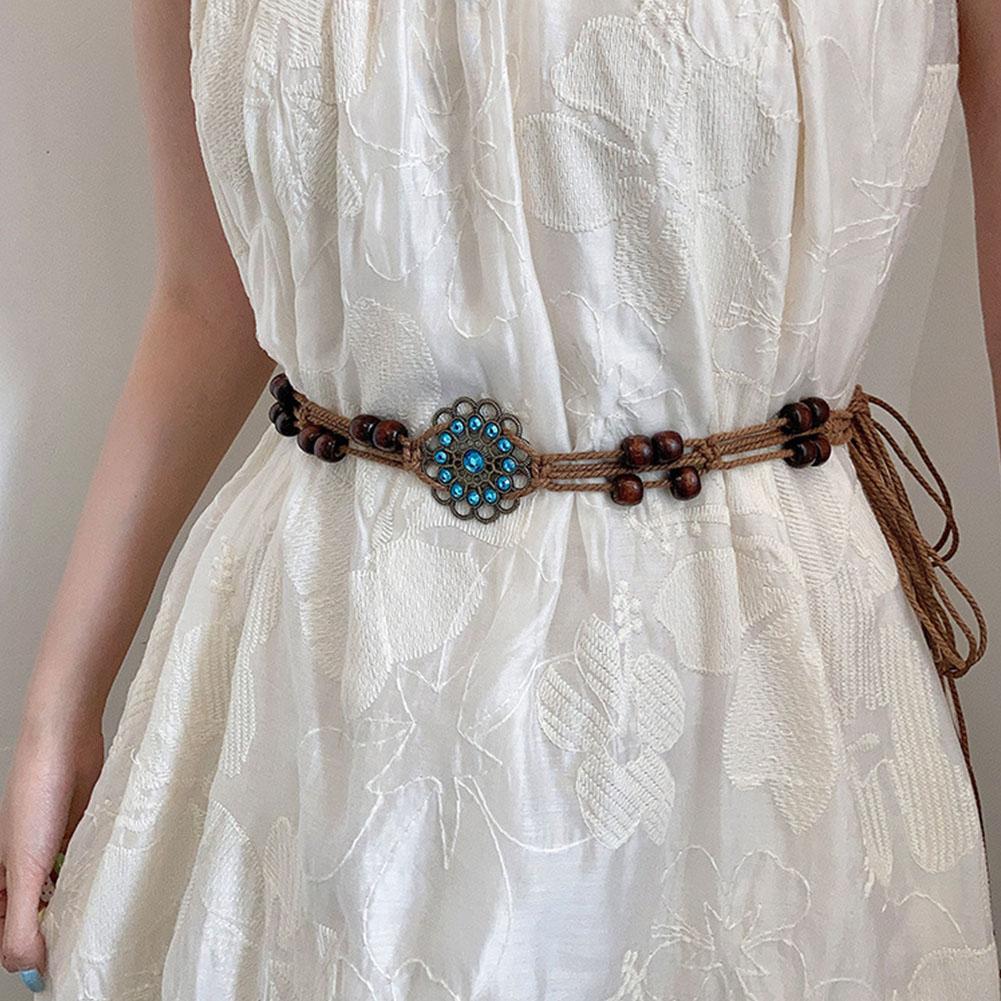 Bohemian Ethnic Style Women's Waist Chain Ethnic Style Artistic Handmade Bead Women's Belt Wood Z2G5
