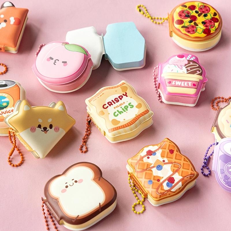 4PCS Cartoon Sticky Notes Features Soft Touches Portable Chain Attaches Note Pad for Convenient School Office Use