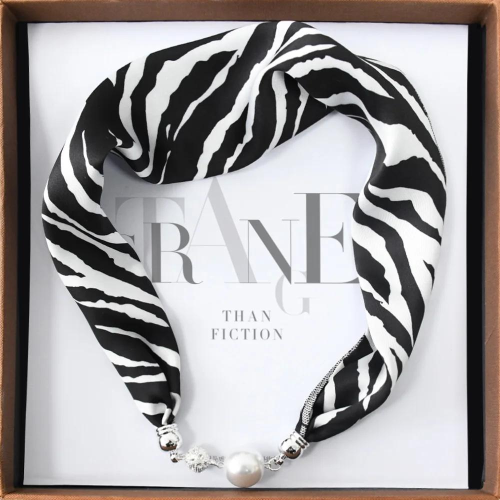 Chinese Retro Multi-Functional Magnetic Women'S Silk Scarf Small Strip Diamond Magnetic Buckle Small Scarf
