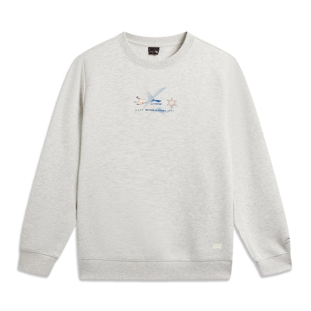 Li Ning DNA Series Winter Sports Inspiration Limited American Retro Casual Fashion Versatile Logo Crew Neck Pullover Sweatshirt AWDWC13-1