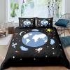 Rocket Duvet Cover Set King Size Spaceship Bedding Set Twin Microfiber Outer Space Galaxy Stars Planet Cartoon Style Quilt Cover