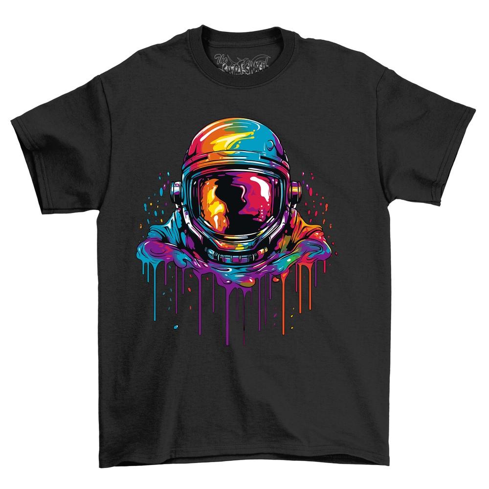Astronaut Dripping Paint Effect T-shirt - Out of This World with Color! Funny T-
