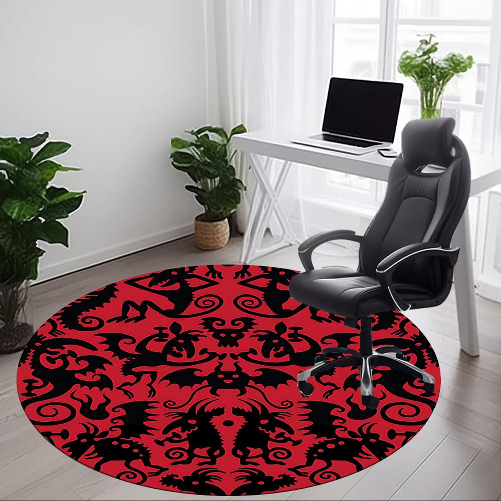 1pc Fantasy Creatures Office Round Area Rug, Mat Suitable For Office, Under Office Chairs Bedroom Living Room Home Decor, Room Deco