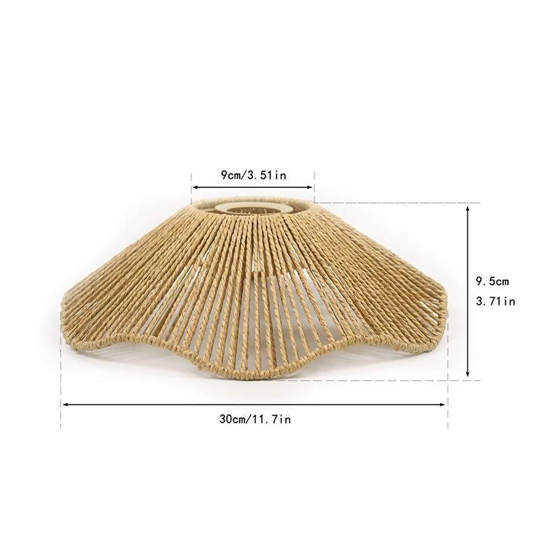Woven Rope Pendant Chandelier Lampshade Handmade Rattan Shade for Cafe Bar Restaurant Boho Decoration