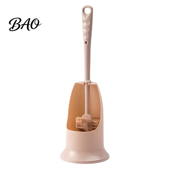 Cleaning Brush Long Handle Toilet with Anti-Slip Grip, Silicone Bristles Curved Resistant Double Head for Deep Stain Removal