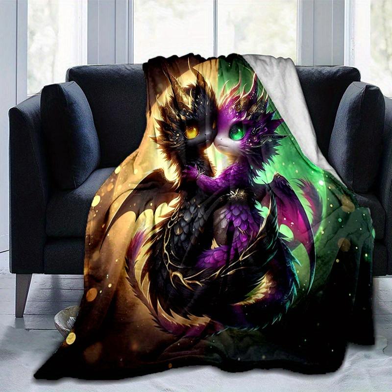 1pc Two Dragons In Love Blanket  Soft Throw for Home Decor, Gift Idea, Living Room, Travel, Camping, Car Blankets