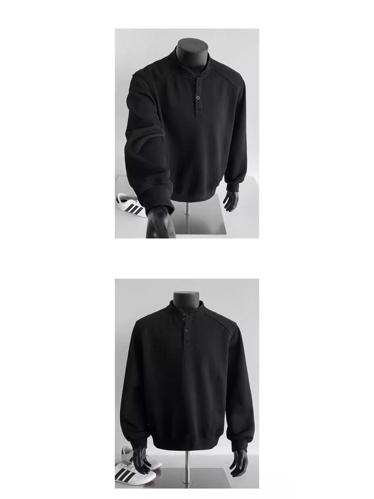 Henry Herren Halbhoher Kragen Sweatshirt: Herbst/Winter Trendiges Langarm-Oberteil, Amerikanischer Cleanfit, Ohne Kapuze.