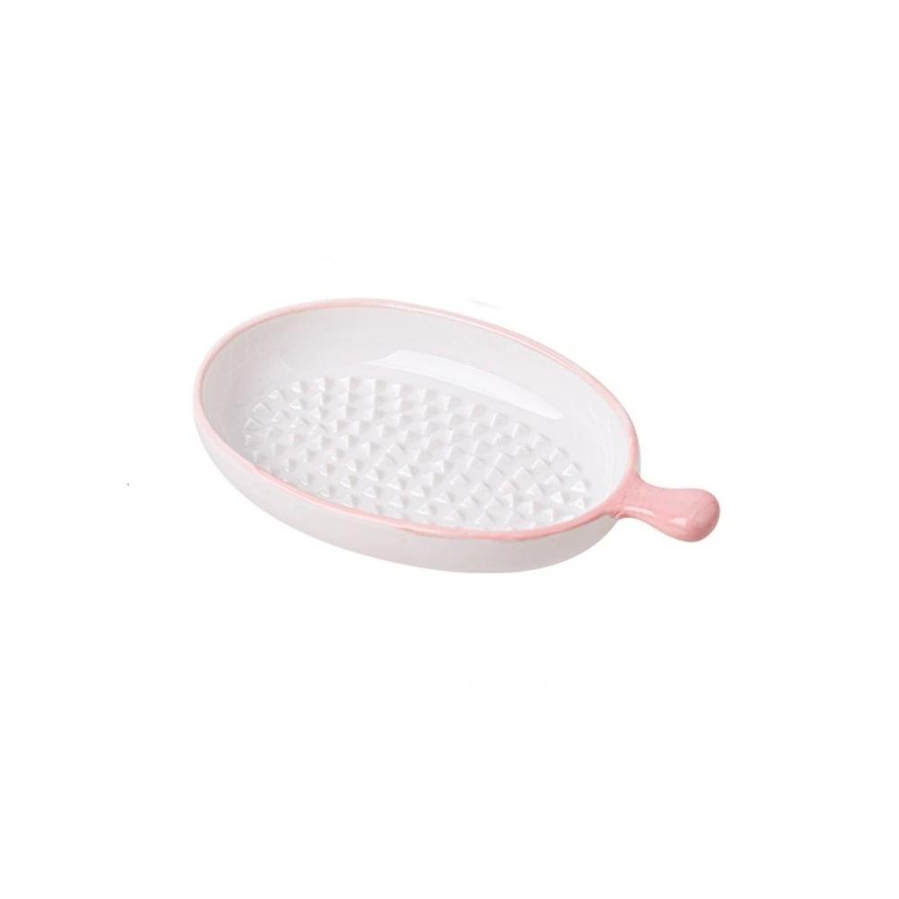 Küchenutensil Ellipse Keramikmörser mit Griff Multifunktionale Ingwerreibe Tragbare Mahlschale Küche