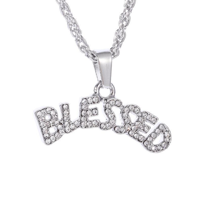 Exaggerated Personality Trendy Mens Necklaces with Diamonds and Personalized Letters Hip Hop Pendant Mens Street Accessories