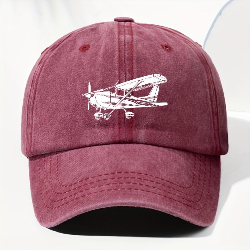 Glider Print Washed Retro Baseball Cap Fashionable Unisex Sun Protection Outdoor Hat Adjustable