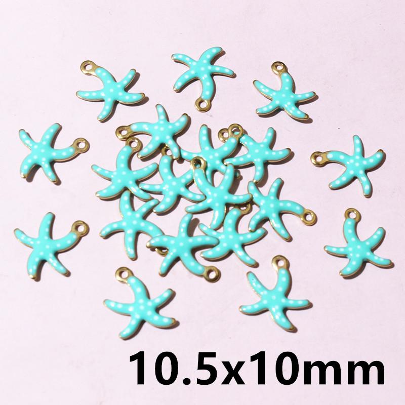 20pcs Stainless Steel Enamel Small Cute Charms Pendant Fish Starfish Coral Reef DIY Jewelry Making Accessories Findings