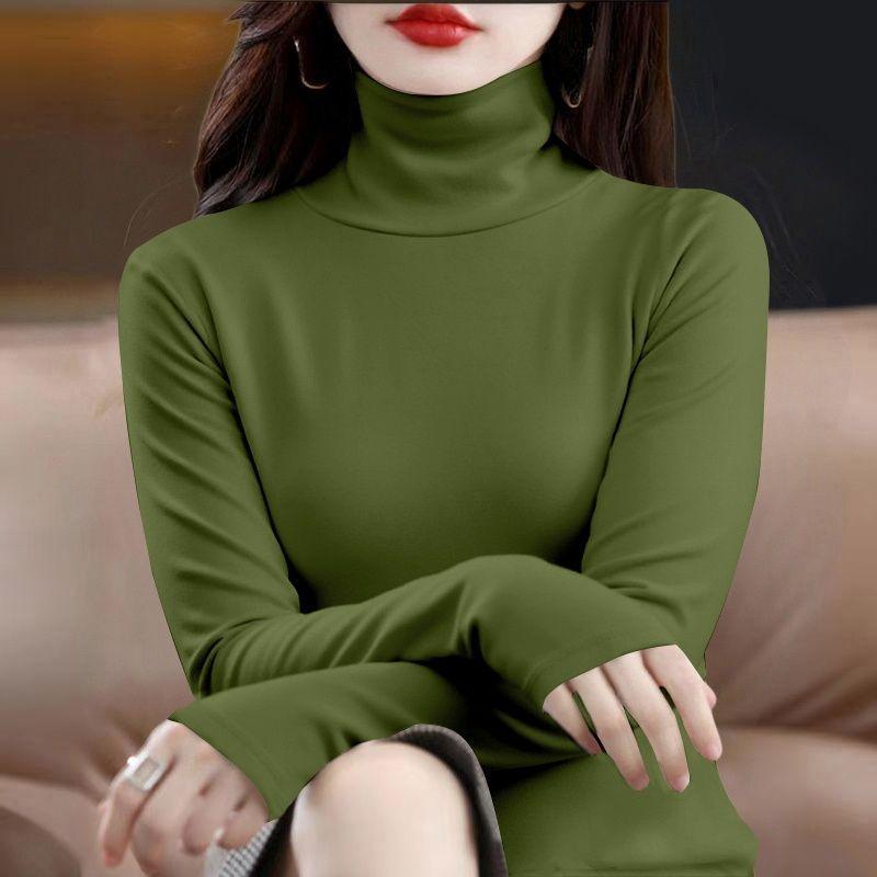 Women's Trendy Bottoming Shirt, High-neck All-match Blouse, Western Style, German Velvet Slimming T-shirt, Long-sleeved Slim Fashion Blouse
