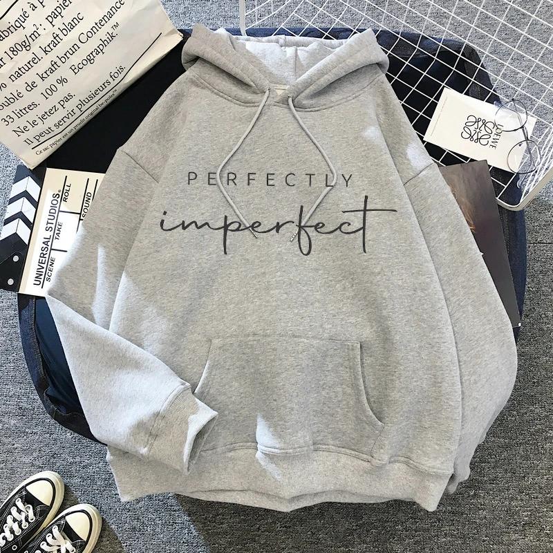 90s Letter Perfectly Imperfect Hoodies Women men Harajuku Mange Sweatshirts Funny Kwaii Hooded Graphic Gothic Streetwaer Clothes
