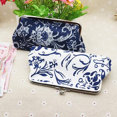 Damen-Geldbörse, ethnisch bedruckt, lange Schnallen, Segeltuch, Kartenschlüssel, Clutch, Tasche