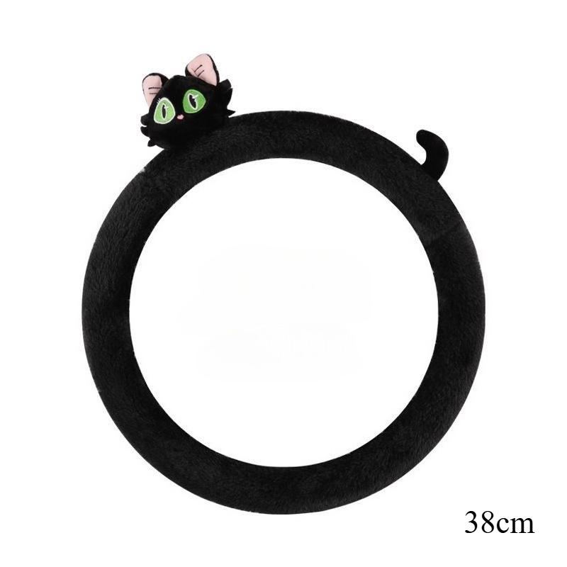 Cute Black Cat White Cat Plush Car Steering Wheel Cover Anti-Slip Sweat Absorbing Universal Car Steering Wheel Handle
