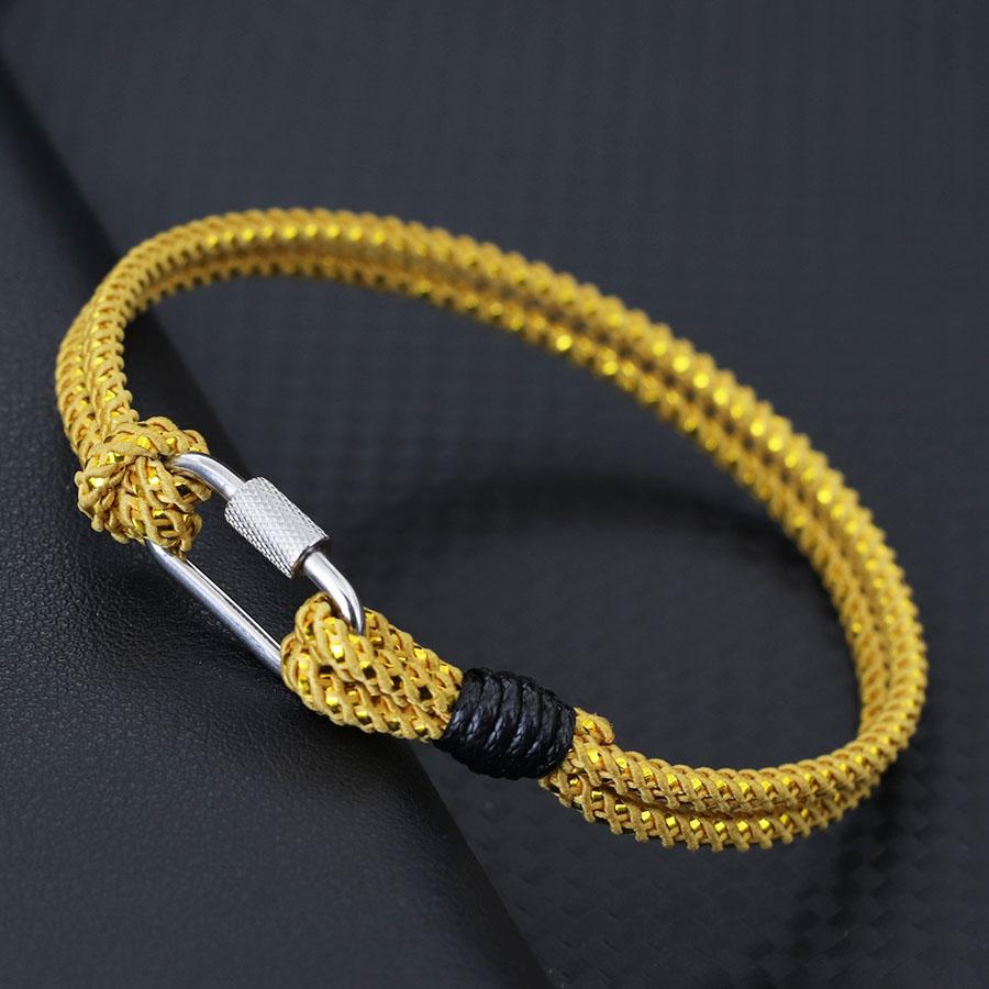 

Grade A 3mm Thin String Bracelet For Men Women Stainless Steel Mountaineering Buckle Casual Accessories Handmade Wrap Braslet M 20.5cm 8Inch