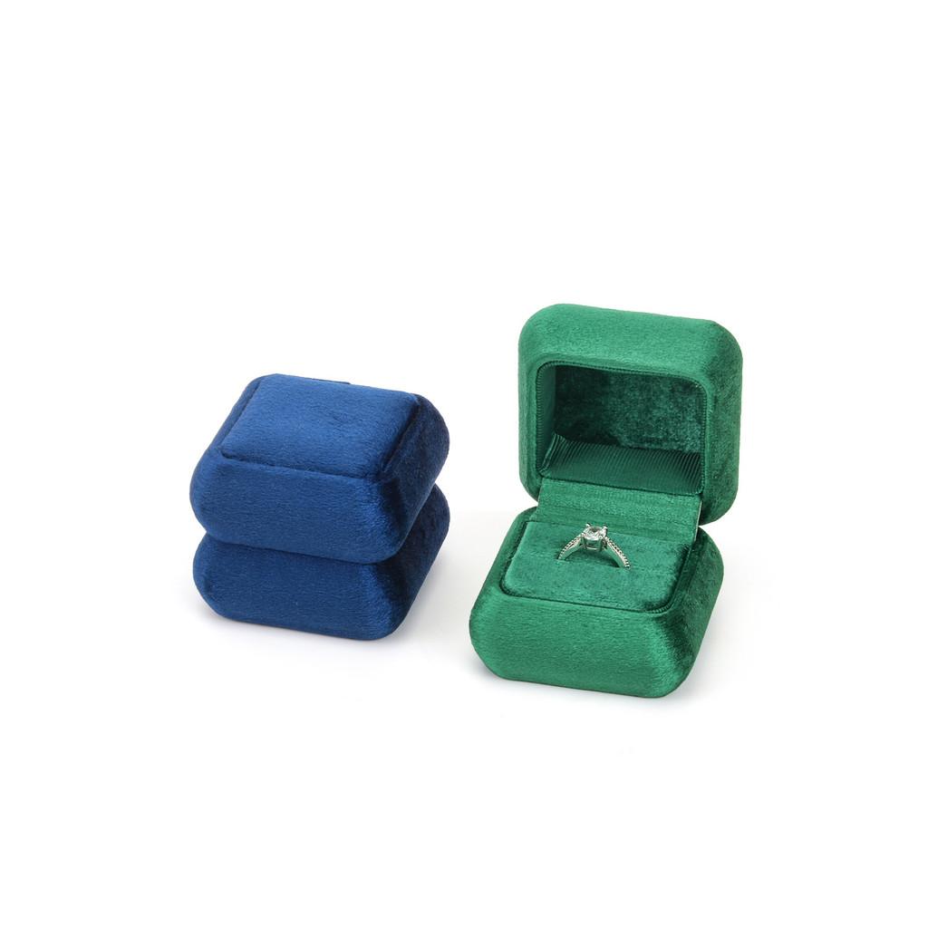 Velvet Ring Box With Rounded Edges For Jewelry Packaging Gift For Engagement
