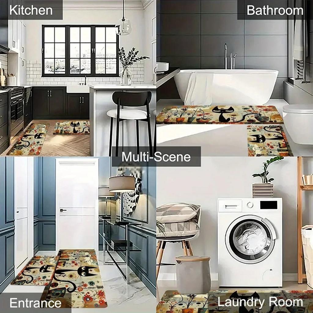 1 Stück Niedliche Hunde HD Gedruckte Fußmatten Dekor Küchenteppiche Rutschfest Wohnzimmerteppiche Badematte Teppich für Zuhause Spüle Wäsche Dekor