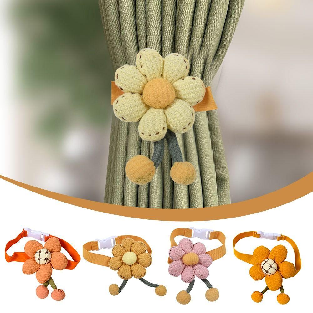 Elastic Band Curtain Buckle Cartoon Curtain Rope Flower Shape Curtain Tieback  Kids Room Home Decor