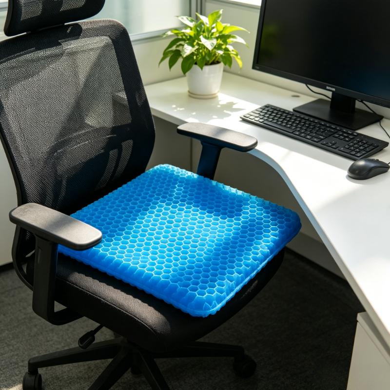 Cuscino per Seduta in Gel Blu, Design a Nido d'Ape Traspirante, Cuscinetto per Alleviare la Pressione per Sedia da Ufficio, Auto, Sedia a Rotelle