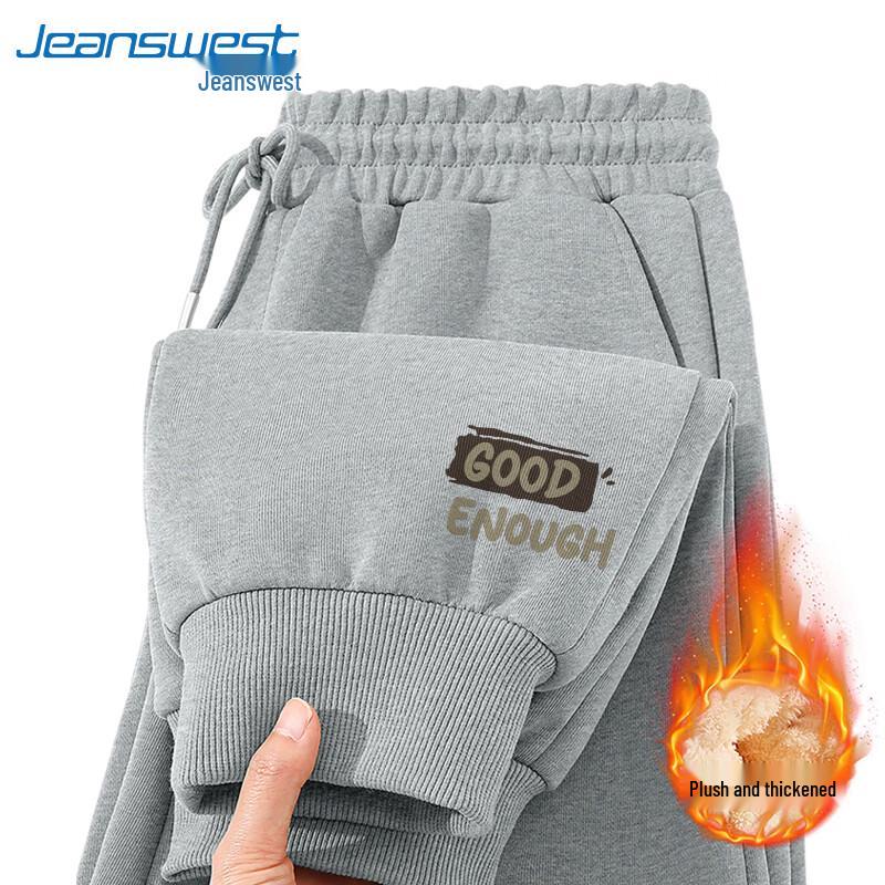 Jeanswest Men s Winter Fleece Lined Letter Print Sweatpants L