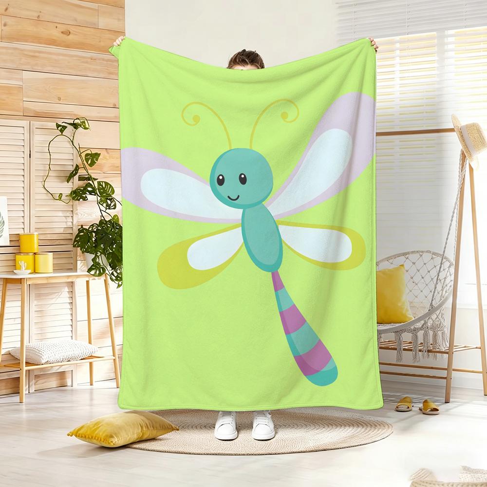 Cute Stuff Dragonfly Throw Lightweight 240G Flannel Blanket Soft Skin-Friendly For Summer Cooling