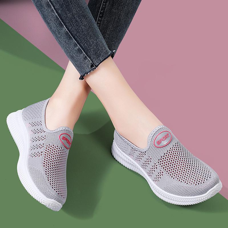 summer new mesh hollow breathable casual women's shoes soft sole one pedal women's shoes old Beijing mother shoes