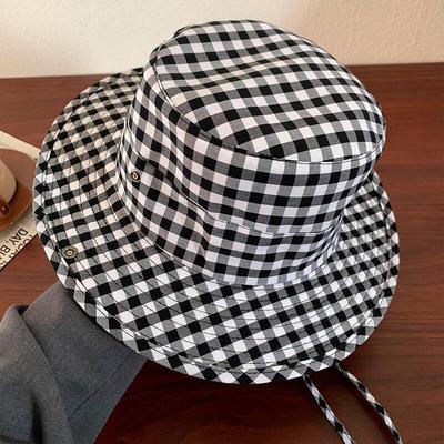 Xuelunduo Women's Plaid Anti-UV Bucket Hat