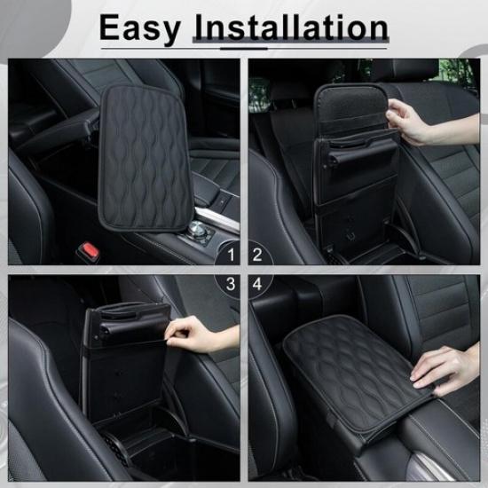 Universal Car Armrest Pad Cover Center Console Seat Box PU Leather Cushion Mat