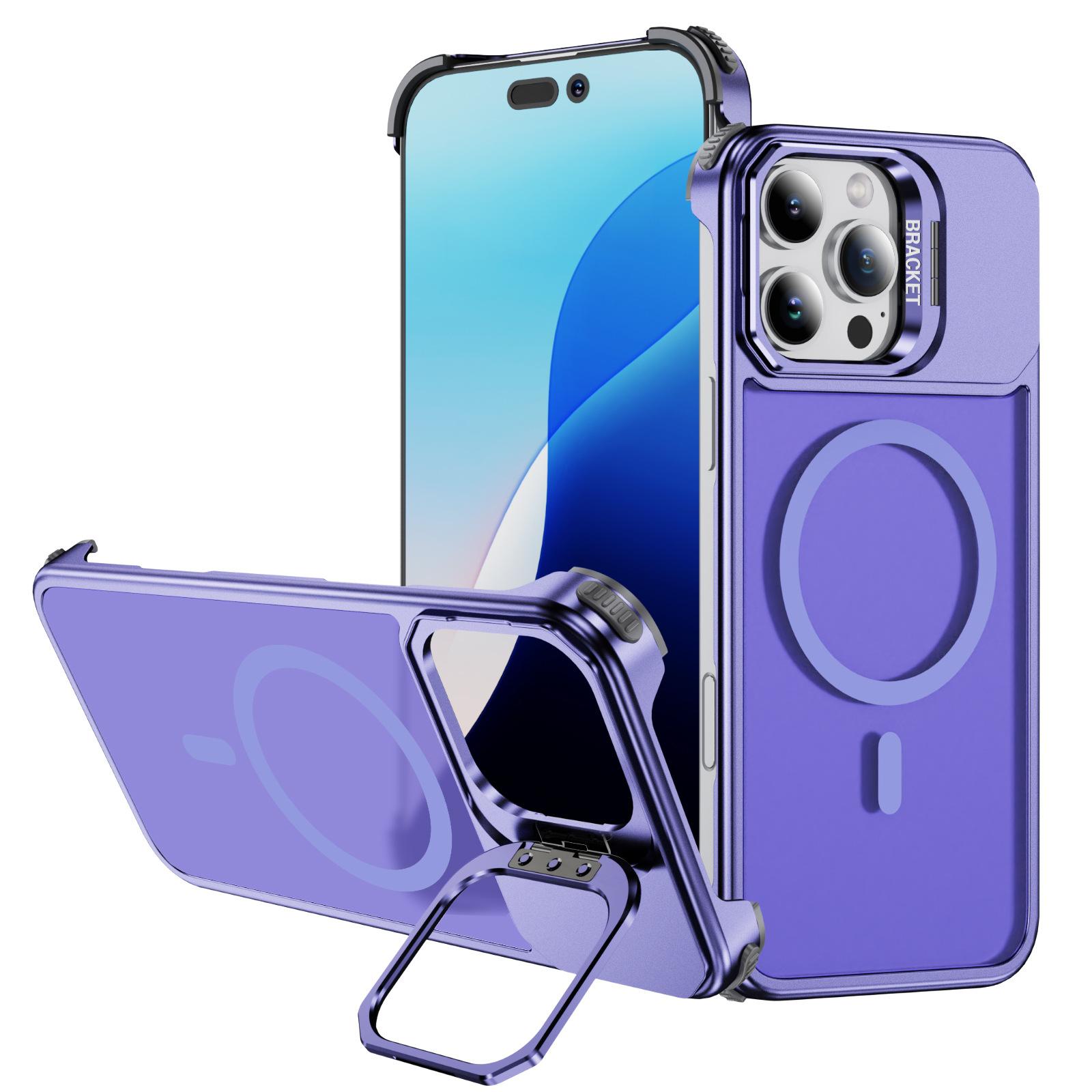 

Aluminum Alloy Lens Frame Invisible Bracket Phone Case for Apple Series for IPhone16pro Phone Case Magnetic Suction For iPhone 12 pro max
