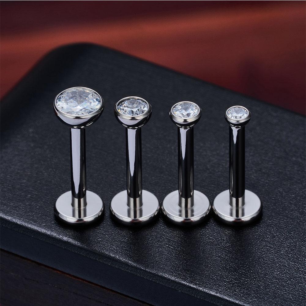 10/50PCS G23 Titanium Internal Thread Cup Shaped Ear Cartilage Nail Simple And Fashionable Perforated Zircon Ear Nail Lip Nail