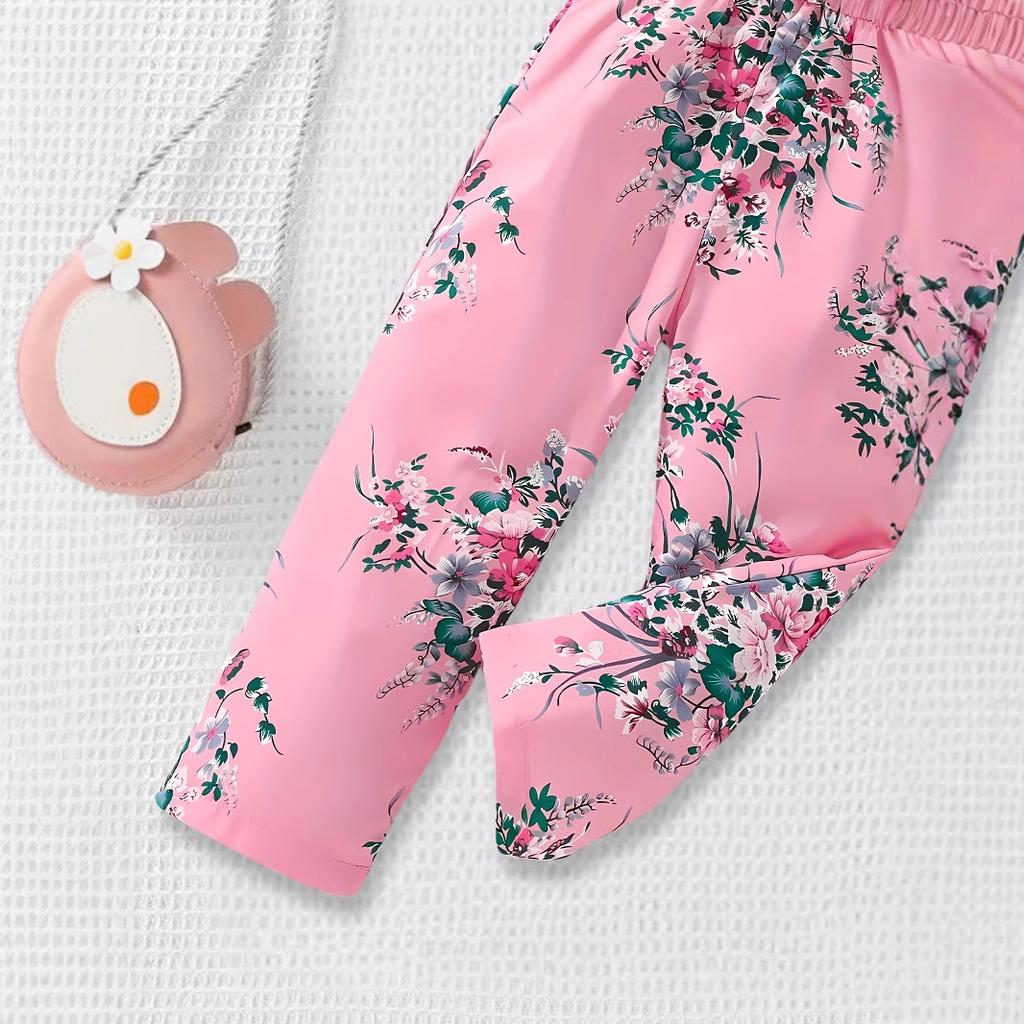 Floral Print Romper Suit for Girls Casual Fashion Suit for Children