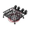 Small Size Roof Rack Luggage Carrier With LED Light Round for SCX10 110 RC Car (4 White)