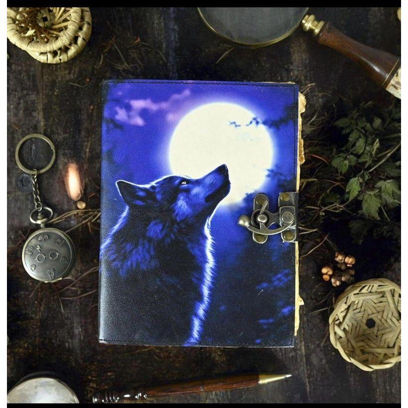 400 Page Large Wolf Vintage Leather Journal Grimoire Journal Wolf Handmade Journal Blank Spell Book of Shadows Gifts for Him Her