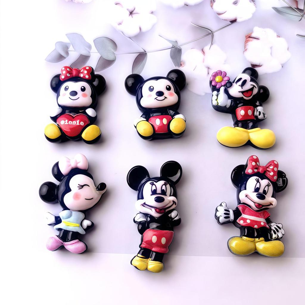 Mickey & Minnie Cartoon Resin DIY Accessories: Hair Clip, Side Clip, Cup Holder, Crocs Decor