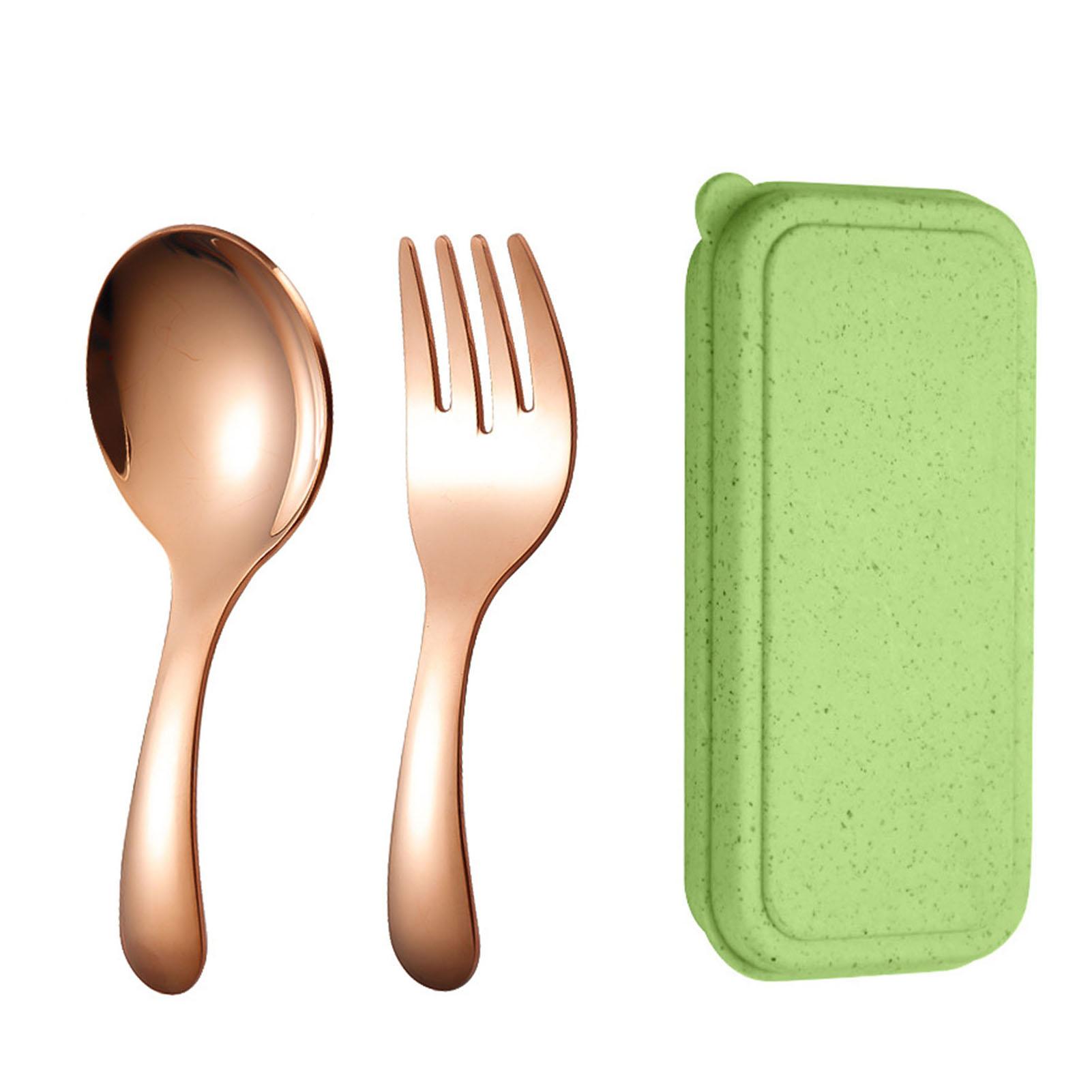 

Stainless Steel Kid Spoon Fork Dishwasher set Safe Food Grade Material Toddler Utensils Suitable for Children Learning to Eat розового золота