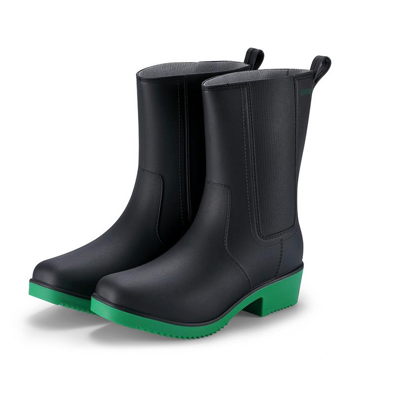 Mid-Tube Women's Rain Boots Outdoor Casual Waterproof Non-slip Outer Wear Water Shoes Work Shoes Thick And Warm For Four Seasons