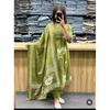 Lindo Conjunto Kurti Pantalona Dupatta de Algodão Paquistanês Kurta Étnico Indiano Bollywood