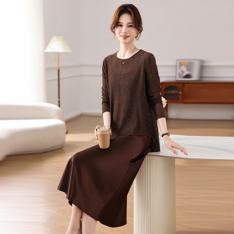 Elegant Spring/Summer Two-Piece Camisole Dress & Cover-Up for Middle-Aged Women