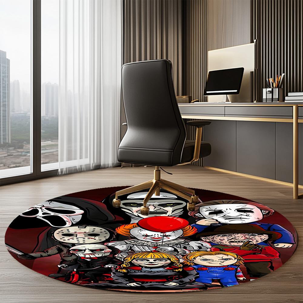 Halloween horror Printed Round Rug Carpet Chair Rug Area Rug Entryway Doormats,for Office Chair Living Room Bedroom Kitchen Room.