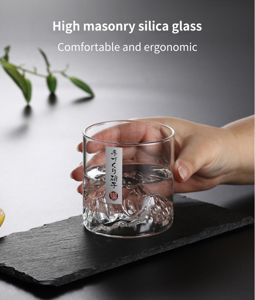 Whiskygläser im japanischen Stil 3D Berg Weinglas Bier Saft Wodka Becher Flasche Trinkgeschirr Fuji Kunstwerk Gletscher Vintage Geschenk