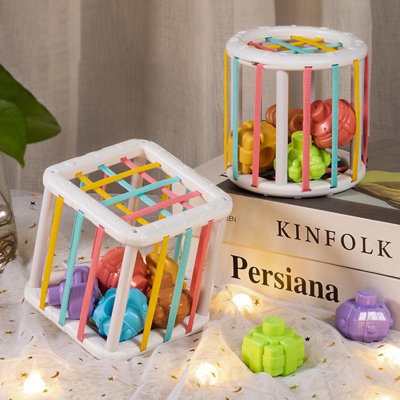 Baby Montessori Shape Sorter Cube Rainbow Colorful Blocks Sorting Game Infant Cognitive Grip Training Learning Educational Toy