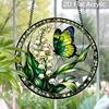 Acrylic Butterfly & Lily of the Valley Suncatcher Stained Glass Effect Window Hanging Ornament Floral & Insect Themed Gift for Home