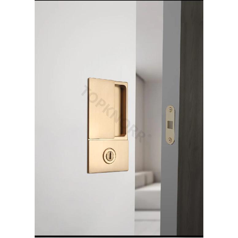 Invisible Pocket Door Lock with Double-Sided Handle Ghost Door Hook Minimalist Kitchen Sliding Door Lock for Home Security