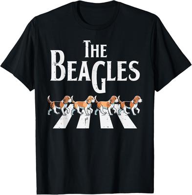 The Beagles Parodie Abbey Road Laufende Hunde Grafik T-Shirt Lässiges Baumwoll-T-Shirt für Männer Frauen