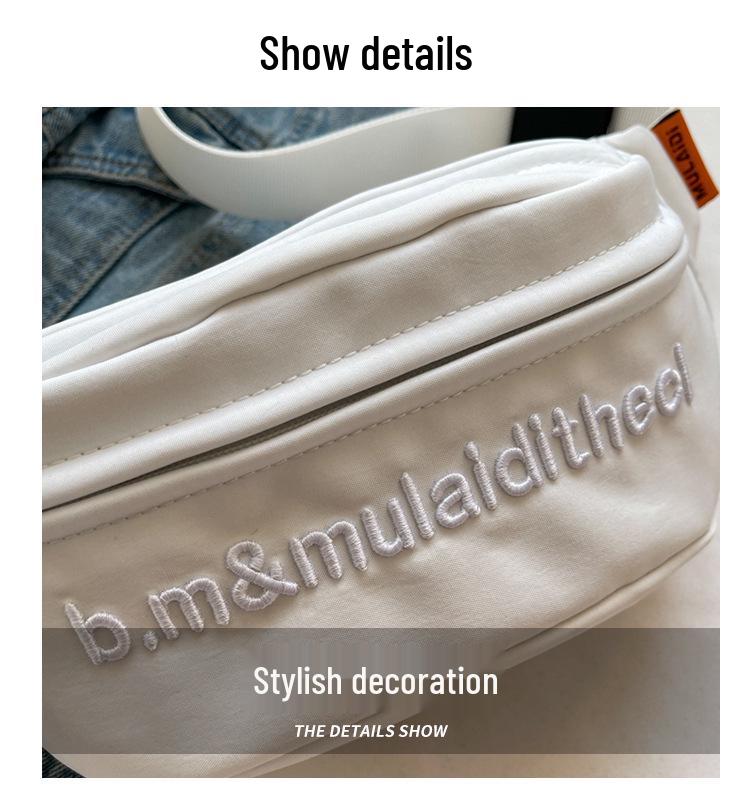Unisex Embroidered Versatile Crossbody Chest Bag: Trendy & Simple Sports Waist Bag for Students